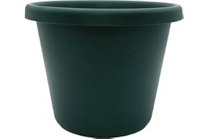The HC Companies 14 Inch Round Classic Planter - Plastic Plant Pot for Indoor Outdoor Plants Flowers Herbs, Evergreen