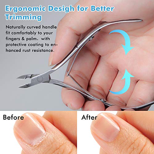 Cuticle Trimmer Cuticle Nippers - Cuticle Remover Professional Cuticle Cutter Stainless Steel Cuticle Scissors Nail Clippers Pedicure Manicure Tools by INFELING - Thumbnail 5