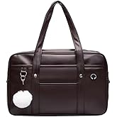 Japanese JK Uniform Handbag Academic Handbag with Headphone Cable Hole Portable Leather Laptop Tote Messenger Bag