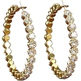 Shiny Circle Cubic Zirconia Large Hoop Earrings for Womens Sparkling Rhinestone Hoops Earring Sparkly Jewelry for Women
