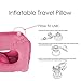 SENQIAO Inflatable Travel Pillow,Air Cushion Portable Nap Pillow for Airplanes,Cars,Office Napping,Soft PVC Flocking (Pink)