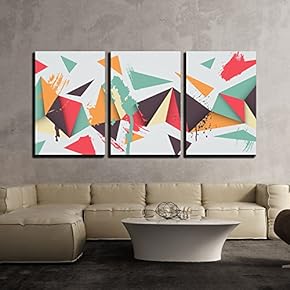 3 Piece Canvas Wall Art - Vector - Vector Background. Illustration of Abstract Texture with Triangles - Modern Home Art Stretched and Framed Ready to Hang - 16"x24"x3 Panels