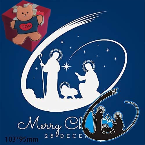 Christmas Metal Die Cuts, Nativity Dies Cut Stencils for DIY Scrapbooking Album Decorative Wedding Invitation Paper Dies Card Making, Matte Platinum
