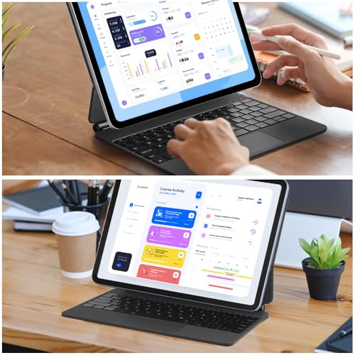 JESWO Magic Keyboard para iPad Pro 13" M4 (2024)/M5 (2025), Funda Teclado Inalámbrico para iPad Pro 13" M4 M5 con Soporte Magnético, Teclado iPad Multitáctil, 3 Ajustes Brillo Teclas Retroiluminación