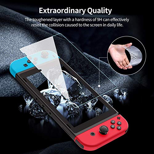 SmartDevil-[3 Pack] Screen Protector Tempered Glass for Nintendo Switch,Transparent HD Clear Anti-Scratch Screen Protector Compatible Nintendo Switch,[Enhanced Edition] 2.5D arc edge tempered film