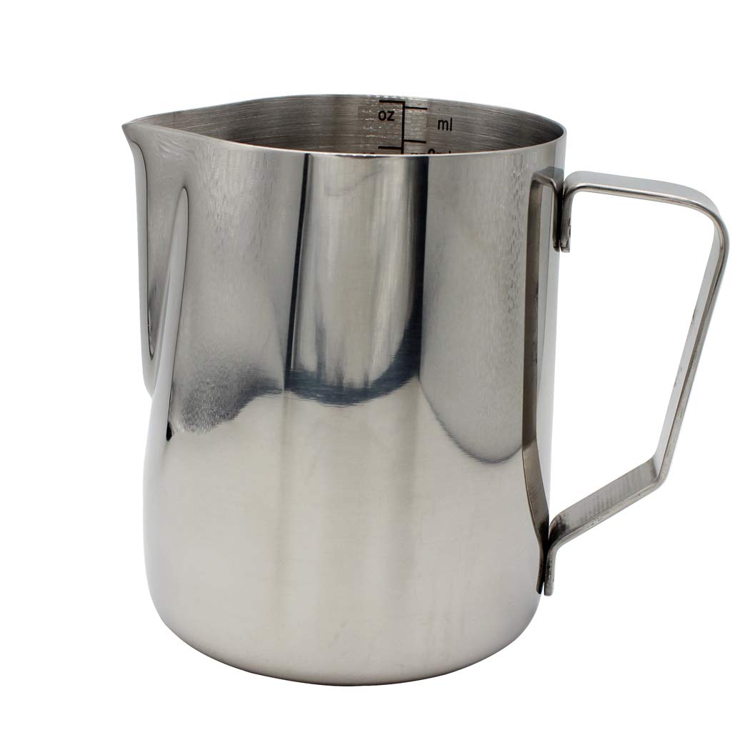 Abcsea 1 Piece Stainless Steel Milk Frothing Pitcher Jug, Milk Frother jug, Milk Foaming Jug for Coffee and Latte Art, Silver 600ml/20oz โ image 1