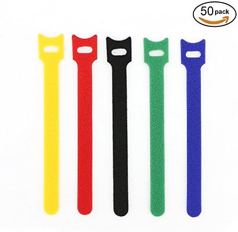 Spofit 50Pcs Cable Straps Hook Loop Self Gripping Reusable Cable Ties (7 Inch, Multicolour)