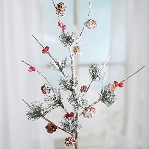 Factory Direct Craft Snow Flocked Artificial Mixed Pine and Red Berry Sprays for Holiday Arranging and Designing