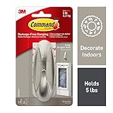 Command 5 lb Capacity Designer Hook, 1 hook, 2 strips, Indoor Use (17083BN-ES)