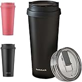 LocknLock Clip Tumbler Black 18oz, Coffee Tumbler with Leak Proof Lid, BPA-Free Double Wall Stainless Steel Vacuum Insulated Travel Mug Cup for Hot & Cold Beverage