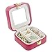 Small Travel Jewelry Box Organizer PU Leather Portable Storage Case for Mini by Angela and Tina (red)