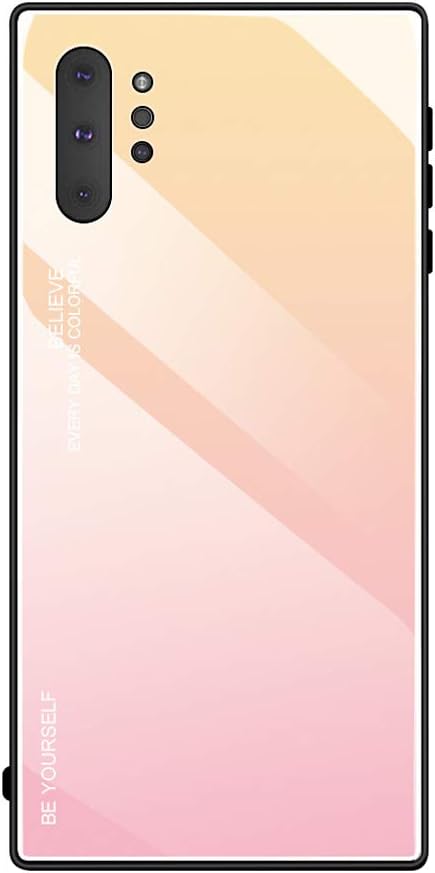 Alious Ciel Replacement for Samsung Galaxy Note 10+ Plus Gradient Color Tempered Glass Phone Case Slim Thin Fit Protective Silicone Bumper 9H-Hardness Shock Absorption Glass Case