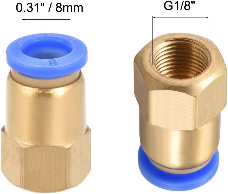 sourcing map Push to Connect Tube Fitting Adapter 8mm Tube OD x G1/8 Female Straight Pneumatic Connecter Connect Pipe Fitting 4pcs - Image 3