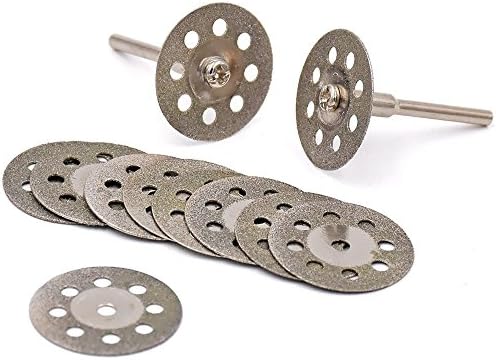 Lukcase 10 pcs Diamond Cutting Wheel Cut Off Discs Coated Rotary Tools W/Mandrel 20mm for Dremel …