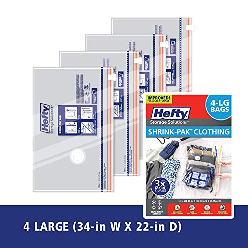 Hefty Shrink-Pak - 4 Large Vacuum Storage Bags for Clothes, Pillows, Towels, photo 9