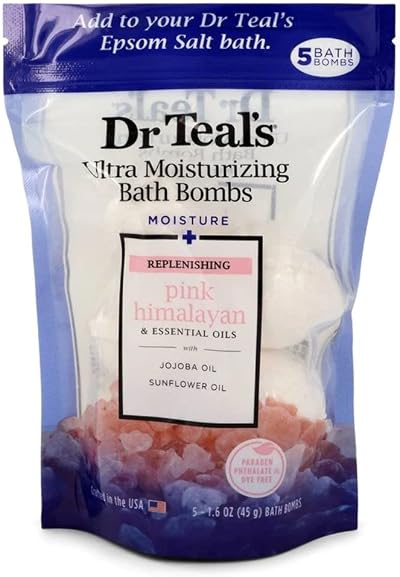 Dr Teal's Ultra Moisturizing Bath Bombs 5 Pack Pink Himalayan Jojoba Sunflower