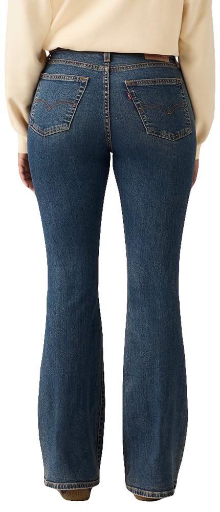 Condition photo showing New/Like New for levi's women's 726 high rise flare jeans (also available in plus), eternal indigo light (stretch), 3