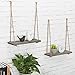 MyGift 17-Inch Rustic Gray Wood Rope-Hanging Floating Shelves, Set of 2