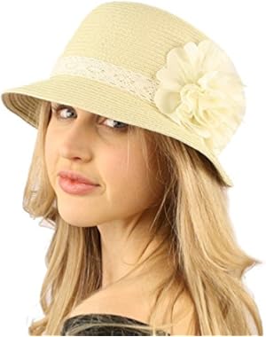 UPF 50+Beach Summer Bucket Lace Ruffle Flower Bell Cloche Packable Hat