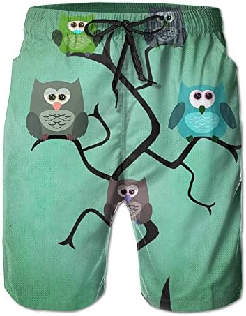 Colorful Owls Man Casual Short Pants Elastic 8.82oz