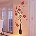 3D Wall Stickers, Bokeley DIY Vase Flower Tree Crystal Arcylic 3D Wall Stickers Decal Home Livingroom Decoration (A)