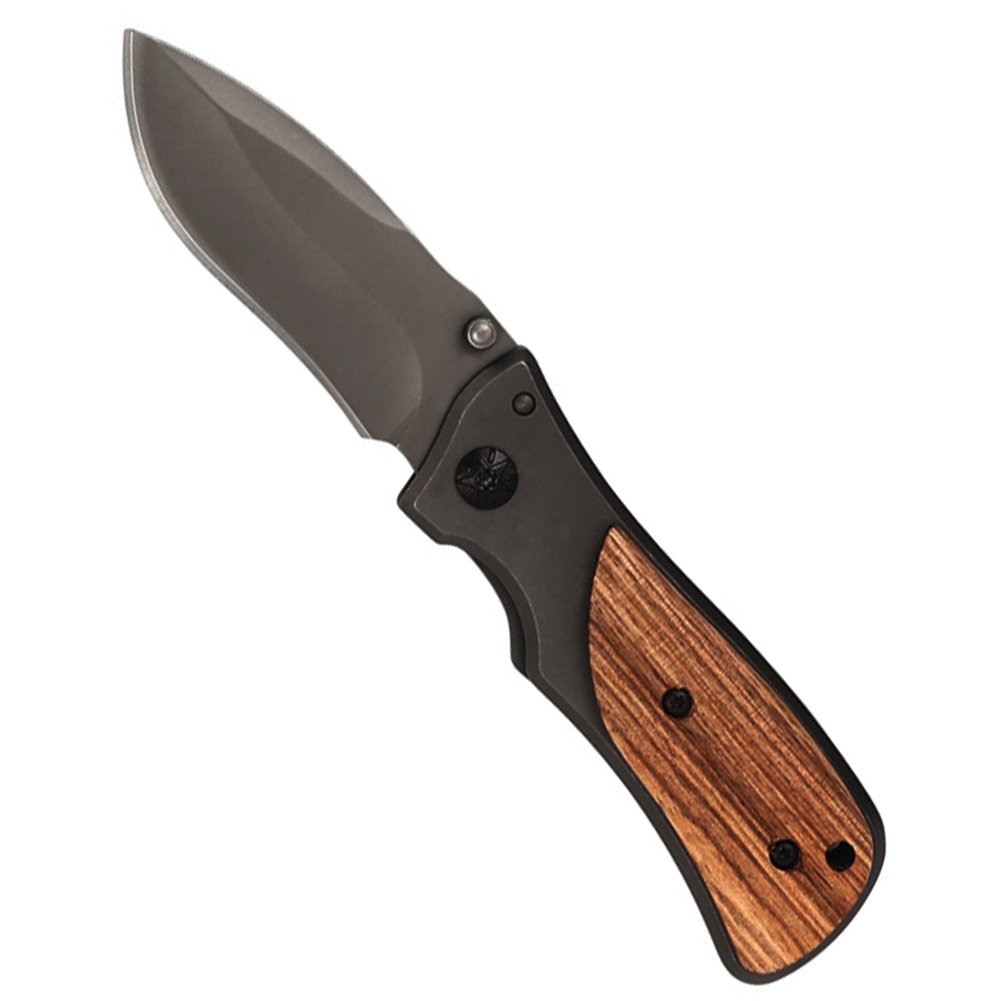 Folding Pocket Knife Multi Tool mit Holzgriff Klappmesser QBSPORTS