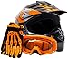 Youth Kids Off Road Gear Combo Helmet Gloves & Goggles - Orange (Medium)