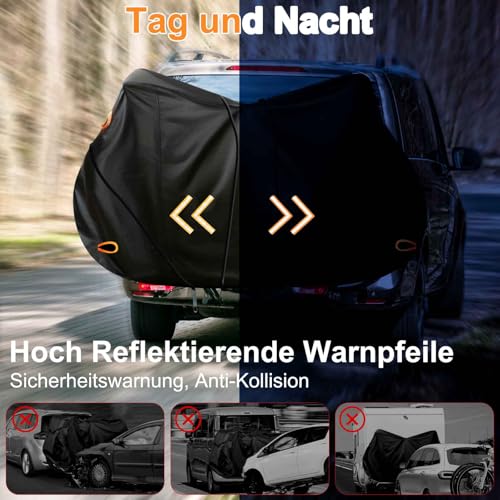 toptrek Fahrradschutzhülle Heckträger für Anhängerkupplung 2 Fahrräder | Fahrradabdeckung Fahrradträger mit 6m Sicherheitsseil | 600D Oxford-Gewebe Transportschutz Fahrradgarage Fahrradträger E-bike