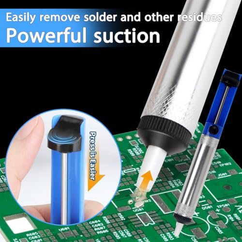 MIKUER Soldering Iron Kit,80W LED Digital Soldering Iron,Portable Soldering Tool Set,Includes 5 Soldering Tips,Solder,Desoldering Pump,Stand,Sponge,Suitable for Welding Circuit Board,Electrical Repair