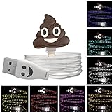 Poop Cartoon Lightning to USB Charging Cable (3 Feet) Apple Compatible Charge Cord | High-Speed Syncing & Data Transfers | Light Up Emoji Face | iPod, iPhone, iOS