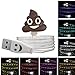 Poop Cartoon Lightning to USB Charging Cable (3 Feet) Apple Compatible Charge Cord | High-Speed Syncing & Data Transfers | Light Up Emoji Face | iPod, iPhone, iOS