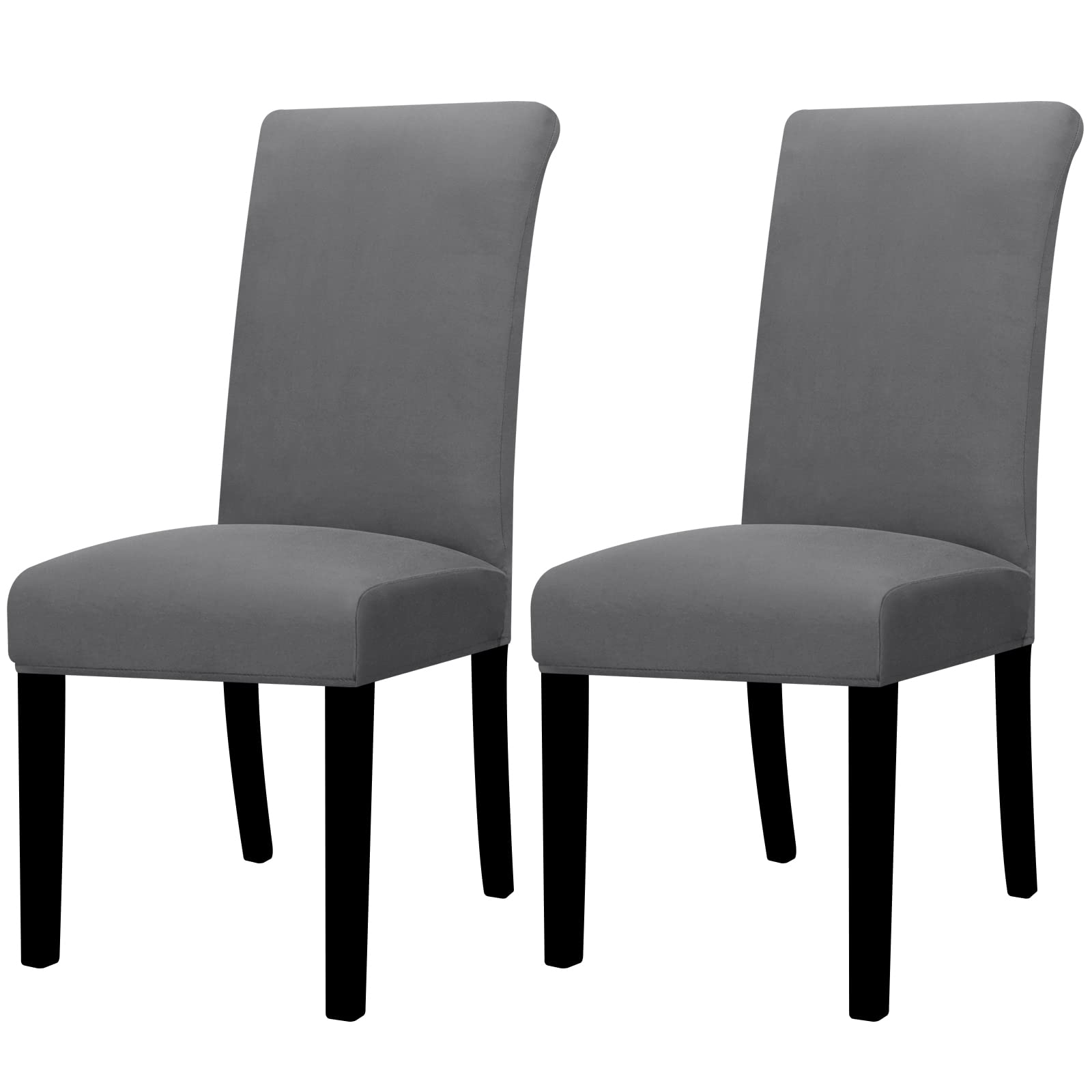 Lellen Dining Chair Covers Set of 2, Stretch Chair Covers Dining Chair Slipcovers Removable Washable Reusable Home & Kitchen Decor Protector Dining Room Chair Covers,Grey