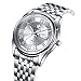 WWOOR Men's Analog Quartz Business Watch Roman Numeral Date Waterproof Stainless Steel Band Silver