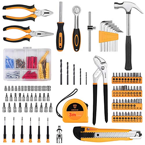DEKO 196 Piece Tool Set General Household Hand Tool Kit with Rip Claw