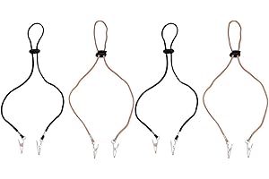 Ipetboom 4pcs Adjustable Napkin Clips Chain Cord, Adult Bib Holder Clips, Black and Beige, Kitchen Dining