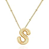 FAOYUDAWEI Bubble Letter Necklace for Women, Dainty Balloon Initial Necklaces 18 K Gold Plated Chain Alphabet Pendant for Wife Valentine Day Christmas Fashion Jewelry Gifts