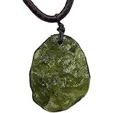 DAXWEV Moldavite Necklace,Raw Czech Meteorite Crystal,Irregular Tektite Healing Crystals Necklace,Green