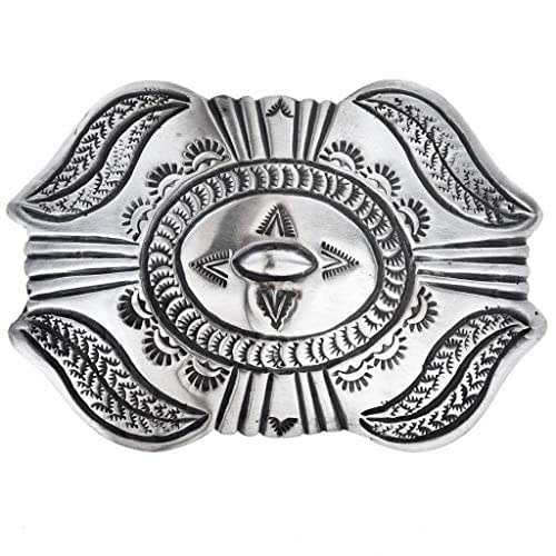 Old Pawn Style Silver Belt Buckle Navajo Made Santa Fe