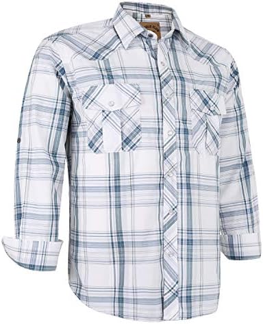 COEVALS CLUB Men's Western Pearl Snap Button Up Casual Cowboy Long