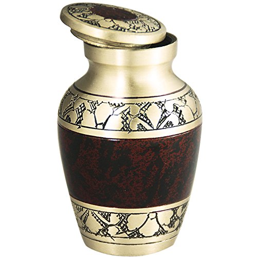 Keepsake Urns for Human Ashes Small Boxes, Mini Funeral Cremation Urns Adult - Fits a Small Amount of Cremated Remains - Burial at Home or Office Decor ( Tranquility Brown, Hand Engraved Brass