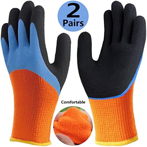 Waterproof Work Gloves, Double Protective Coating Non-Slip Safety Gloves, Durable Comfortable for Outdoor Garden Cold Weather Heavy Duty Multipurpose Use.