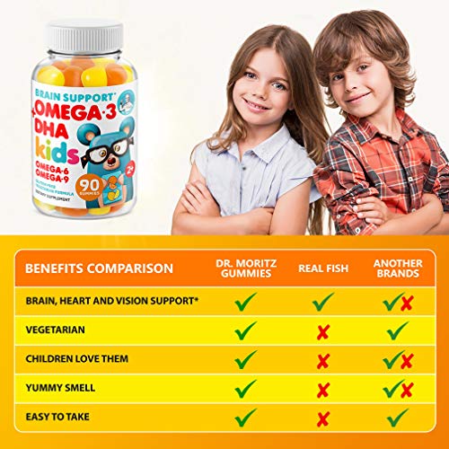 Omega 3 Gummies for Kids & Toddlers with Omega 6 & 9 (90 Count) DHA