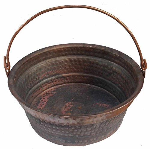 Egypt gift shops French Hand-Hammered Copper Cauldron Jar Pot Fire Place Log Bucket Bin Jardiniere Planter Center Piece Decor