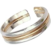 Triple Stack Mixed Metal Toe Ring | Sterling Silver and 14K Gold Fill Adjustable for Men and Women | Three Bonded Bands | Unisex One Size Fits Most