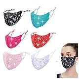 YUESUO 6 pcs Black Rhinestone Face Cloth Cover