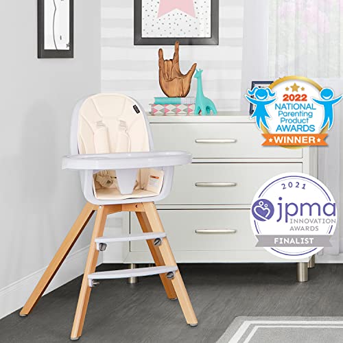 Evolur Zoodle 2 in 1 Baby High Chair in Ivory, Easy to Clean