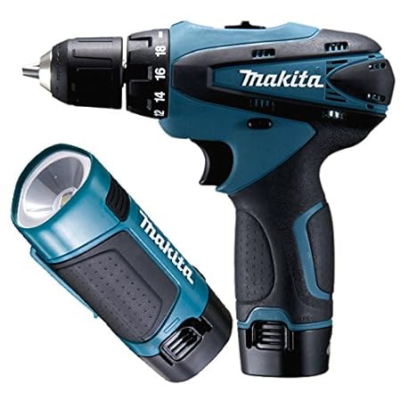 Makita DF330DWLX Akku-Bohrschrauber 10,8 V + Akku-Lampe, 2 Akkus und Ladegerät