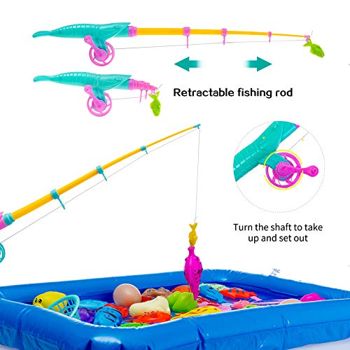 Rainbow Kingdom Magnetic Fishing Game Bath Toy Fishing Toy Bathtub Toys Water Toys for Kids Over 3 Years Old