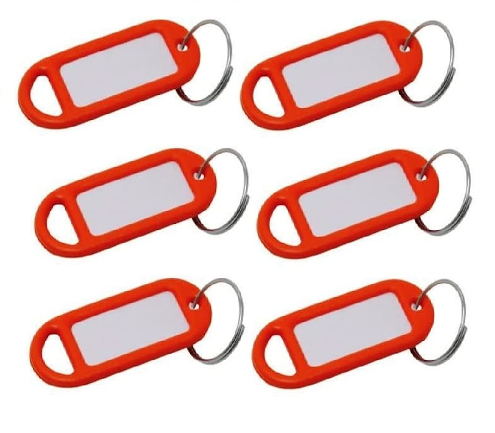 Merriway BH02567 (20 Pcs) Orange Key Ring Luggage Tags with Labels - Pack of 20 Pieces
