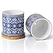 Greenaholics Succulent Plant Pots - 3 Inch Small Ceramic Flower Planter Indoor with Drainage Hole and Bamboo Saucer for Medium Succulents or Mini Cactus - Mandala Blue and White Set of 2